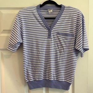 Koret Francisca Vintage Striped Purple Top, Size Medium, EUC